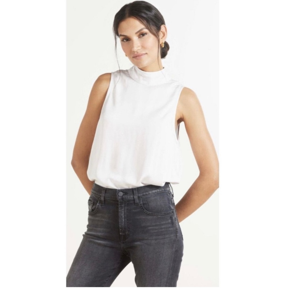 NWT Cloth & Stone Satin Mock Neck Top